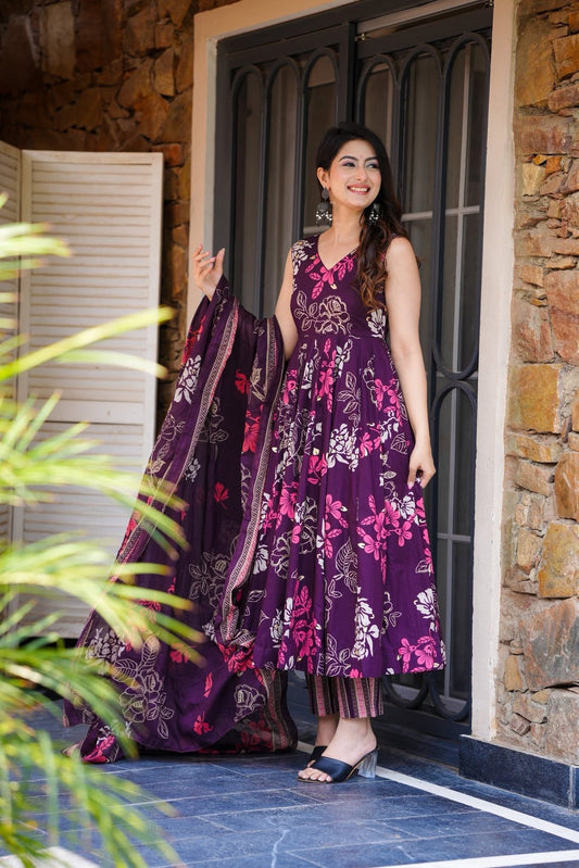 Violet Whimsy Cotton Suit Set