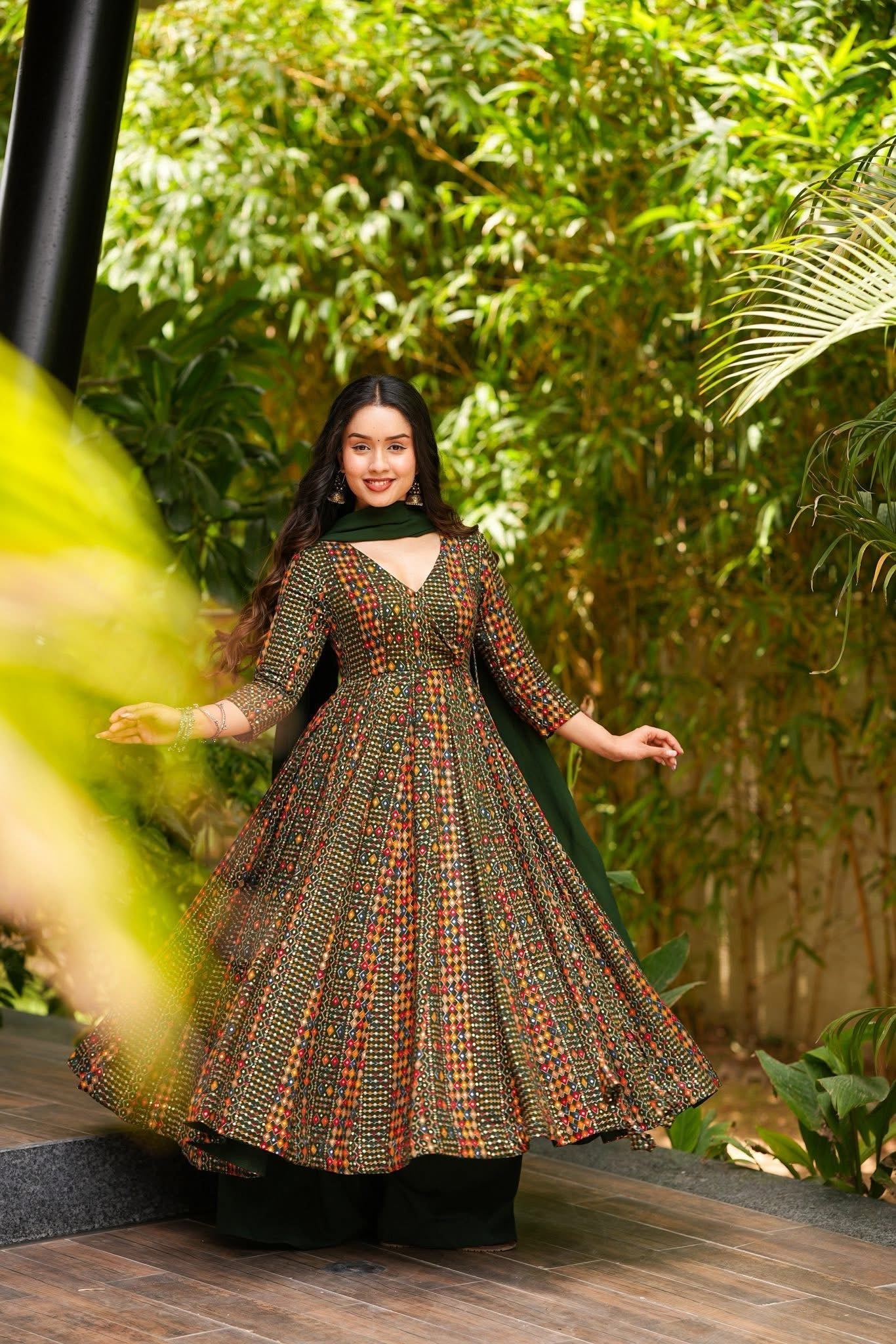 Rehira Emerald Rayon Suit Set
