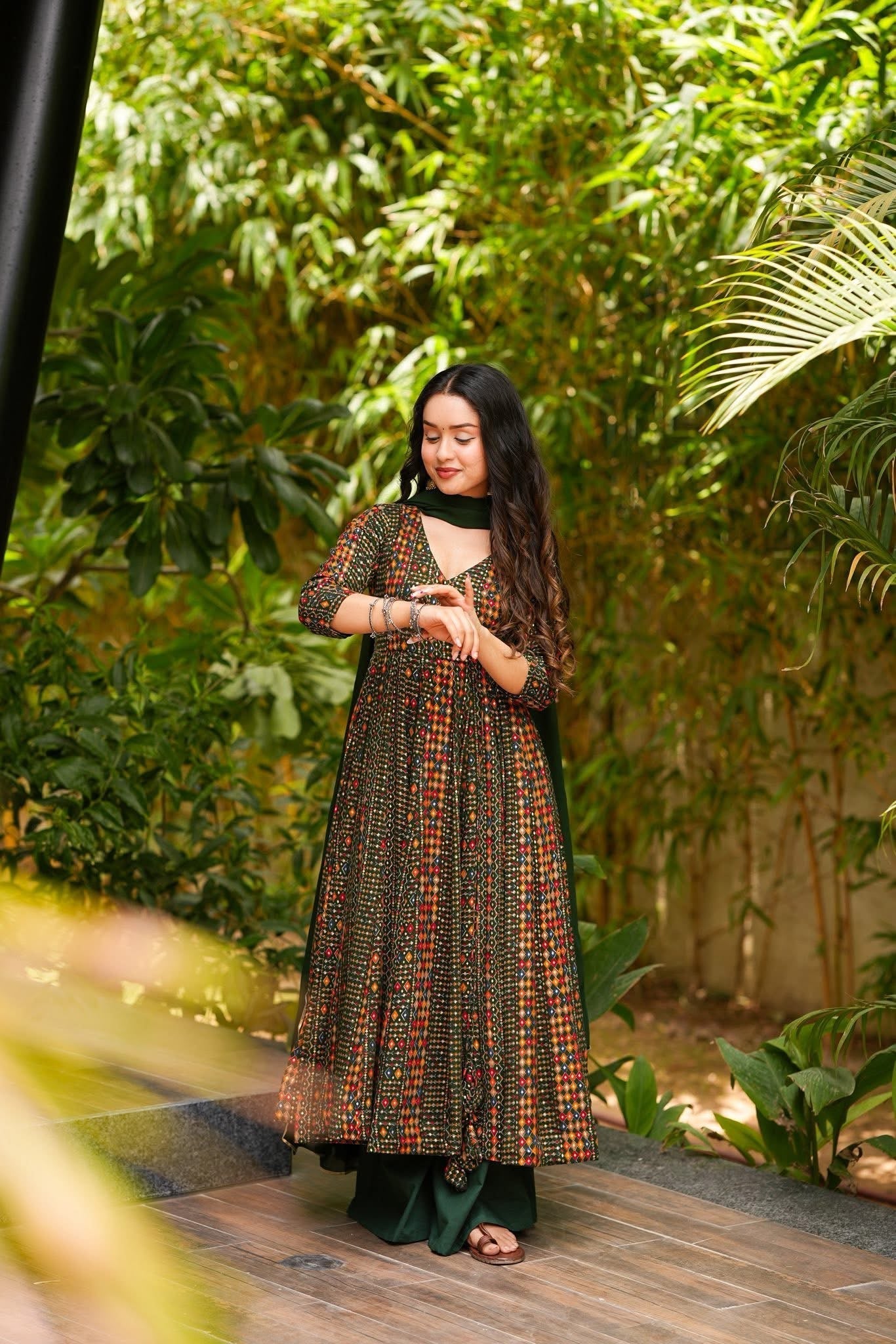 Rehira Emerald Rayon Suit Set