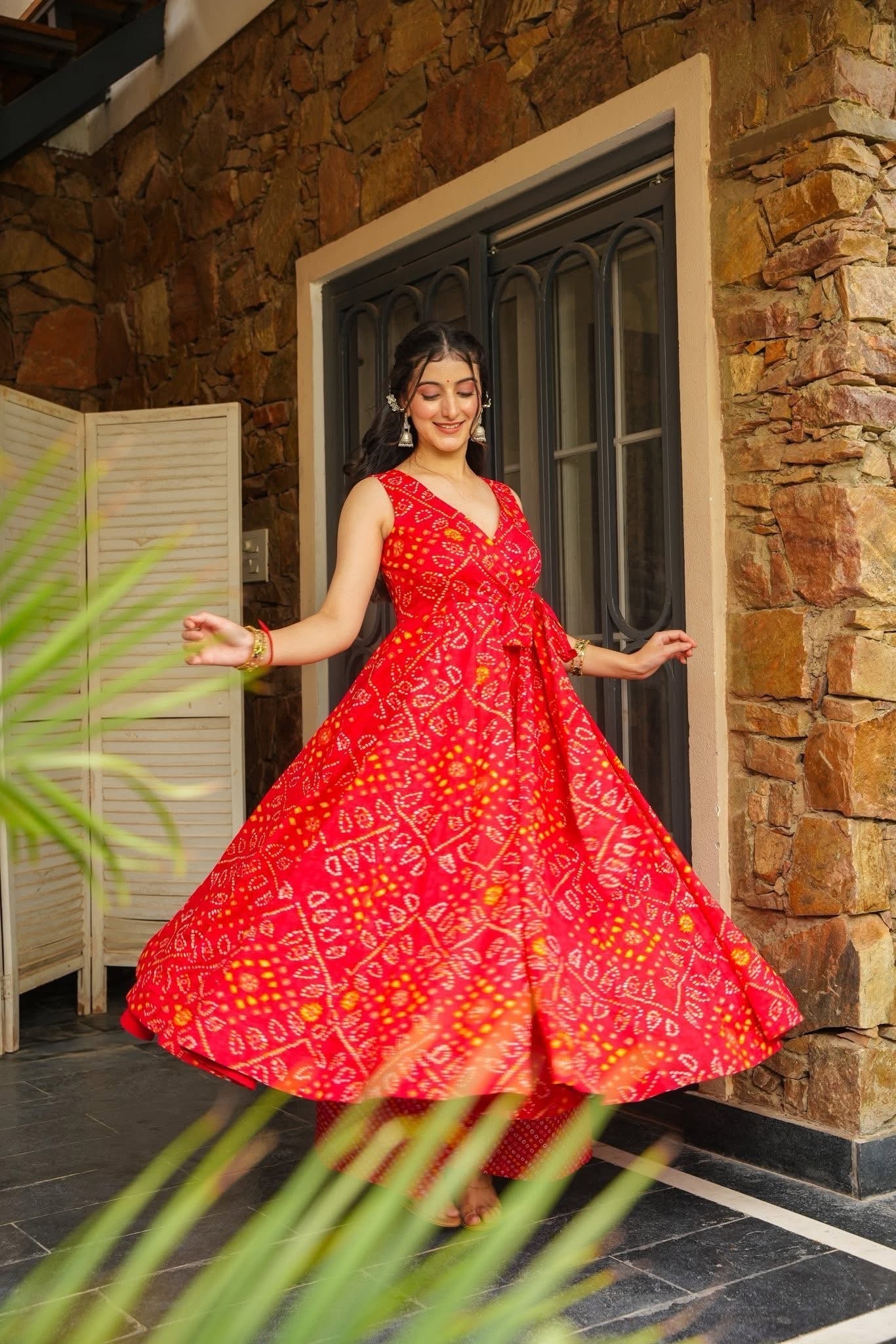 Bandhani Swirl Kurta Palazzo Set