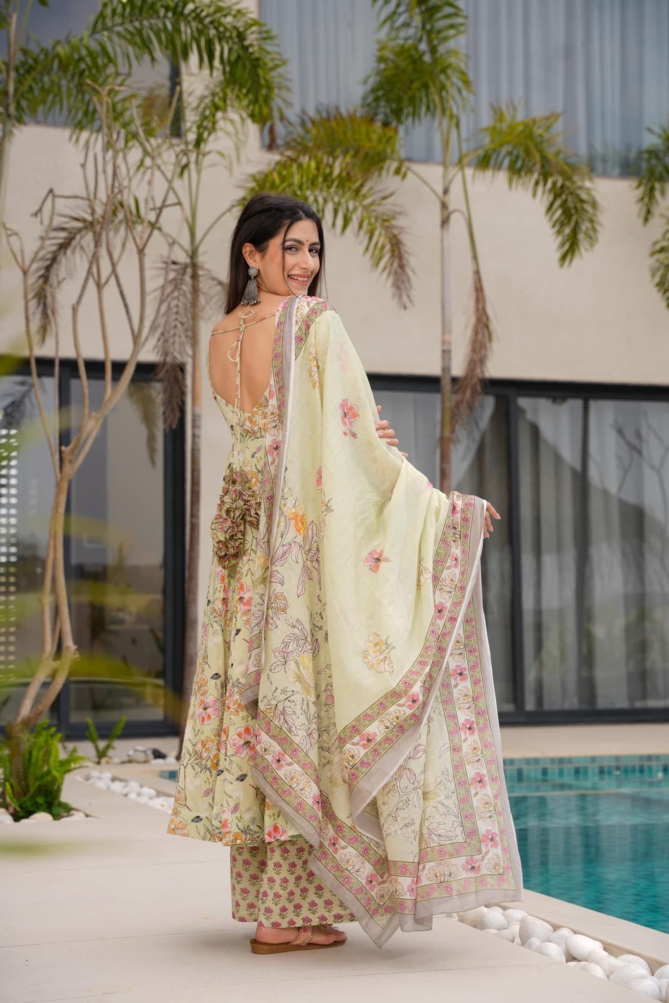 Diya Beige Cotton Suit Set