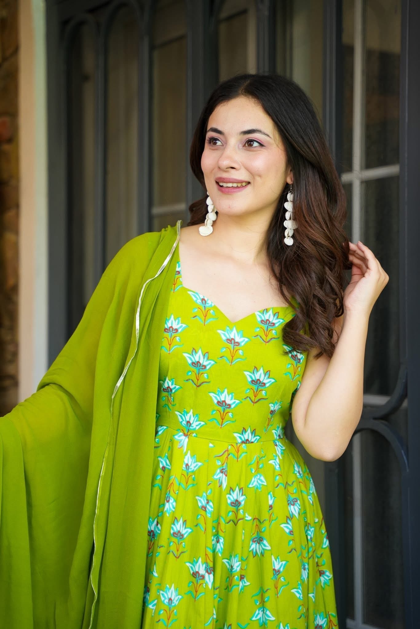 Lime Lotus Cotton Maxi Set